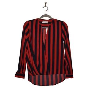 URBAN OUTFITTERS NEW $59 Longline Surplice Striped Hi-Low Top Navy Marin XS‎